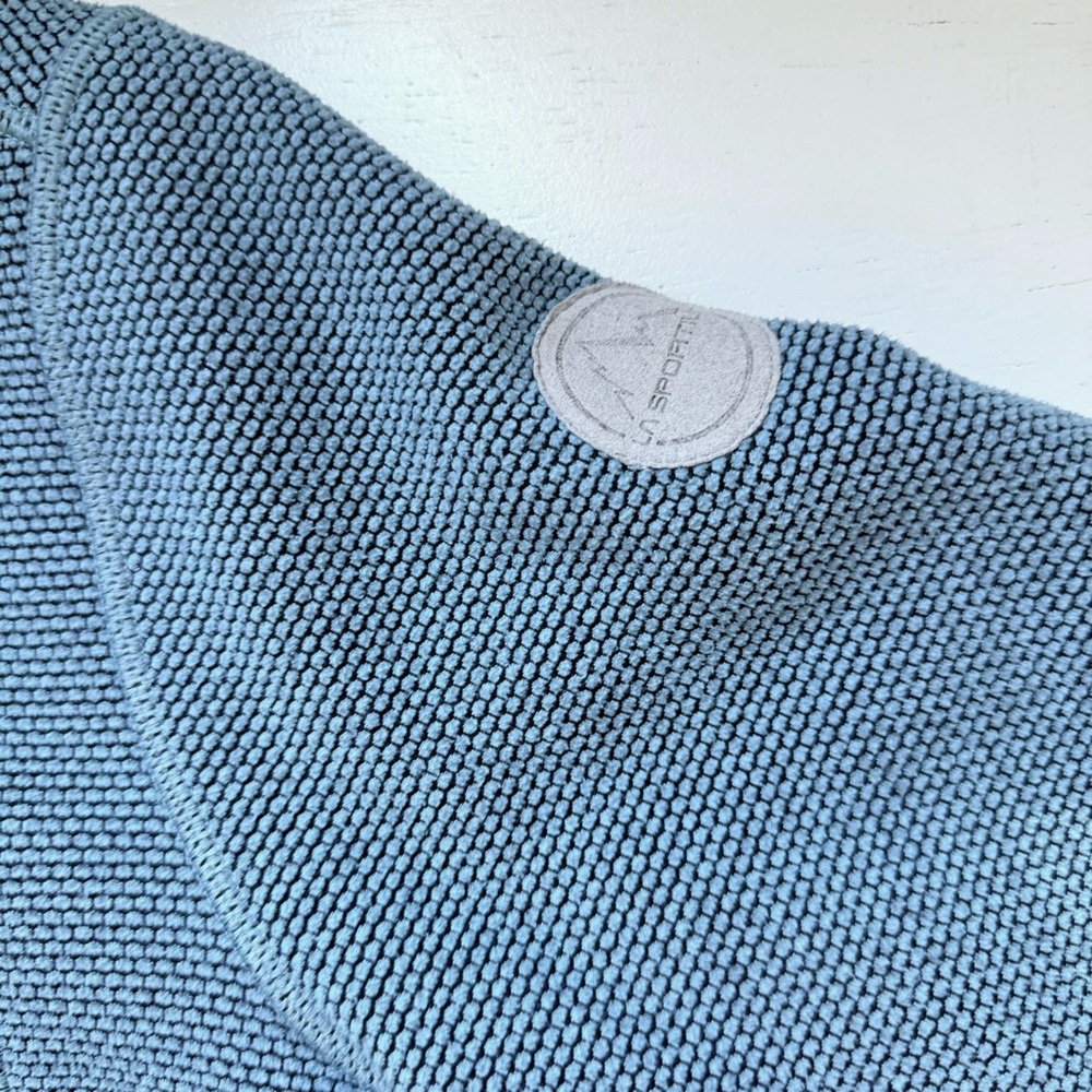 La Sportiva  Ayona Hoodie S Sherpa Fleece Jacket Reversible Teal Blue Climbers - Picture 10 of 15